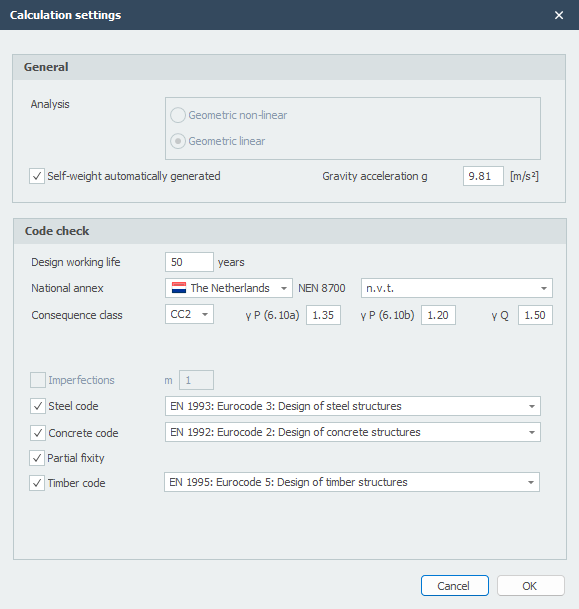Calculation settings