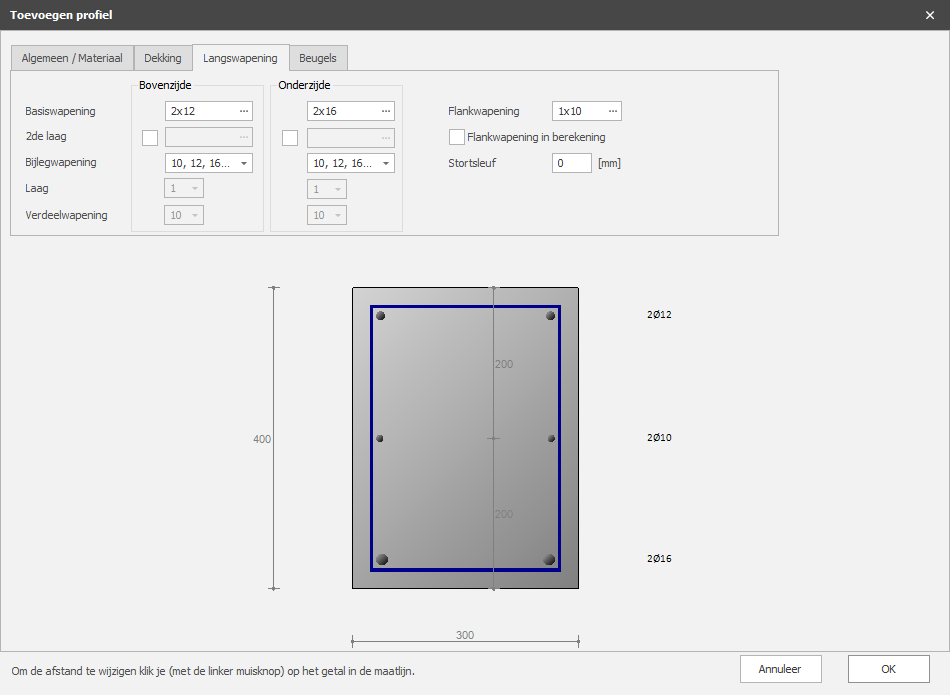 Concrete profile - Longitudinal reinforcement