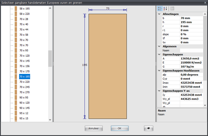 Standard timber profile