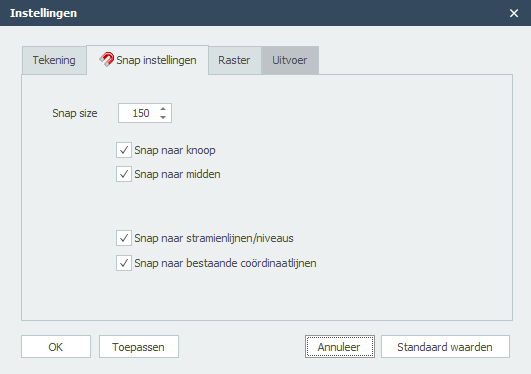 Snap instellingen